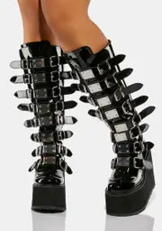 [Demonia] Wide Calf Patent Trinity Boots