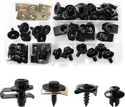 VooGenzek 54 Pieces Tin Nut Screw Nut Clip Kit, Car Body Undertray Fender Screws, Screw Nut Clip Snap Nut Set, U Type Body Screws, for Car