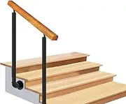 Stair Handrails for Indoor Outdoor Steps, Fits 1-4 Steps Side Mount Staircase Railing with 2 Wrought Iron Posts, Adjustable Hand Railing for Garden Porch Corridor Loft Villa Hotel(Height 85cm,110cm/43