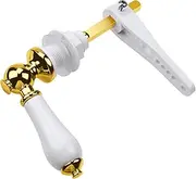 [Fantasyon] Ceramic Toilet Flush Handle Replacement, Brass Finish Universal Fit Toilet Cistern Handle Chrome Plated Replacement Ceramic Handle Cistern Lever for Toilet Wc Cistern Tank(Gold)