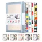 2024 Weekly/Monthly Planner W/ Gold Stamping Stickers Lattice Grid Notebook