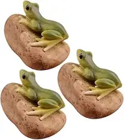 CIYODO Garden Decoration Resin Stone Frogs 3pcs Critters Miniature Frogs Statue