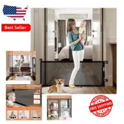 24-Inch Tall Retractable Baby Gate - Safe Mesh Dog Barrier for Doorways