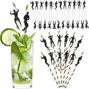 LOEFLIFA 1 Set Male Bodybuilding Themed Drinking Straws and Cupcake Toppers Creative Party Supplies for Bachelor Parties and Gym Events Includes Straws and Picks