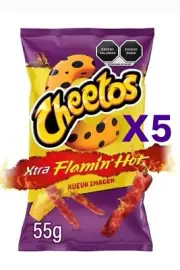 Mexican Chips Cheetos Xtra Flamin' Hot Sabritas 5 Bags (55G Each