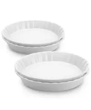 BTAT- Ceramic Pie Dish, 4 Pcs, 10.5" and 9.5", White Pie Pans for Baking, Dee...