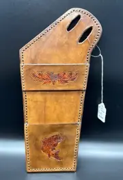 Hand Carved Leather Side Quiver 1-1/2” Belt 6 Arrow Capacity Right Hand