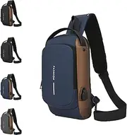 [Generic] Carbon Fiber Streamline Anti-theft Sling Bag with USB Port & Waterproof, Sports Crossbody Bag, for Travel Gym, Sport, Commute