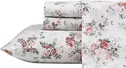 Laura Ashley - King Sheets, Cotton Percale Bedding Set, Lightweight & Breathable Home Decor (Ashfield Pink, King)