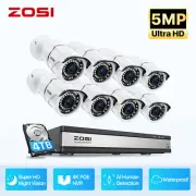 ZOSI 4K H.265+16CH NVR 5MP IP Home POE Security Camera System 4TB Outdoor Record