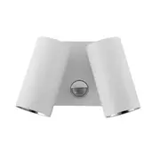 CLA LIGHTING Outdoor Wall Mounted Pillar Spot Light - 2 Heads - Adjustable - 8W Tri-CCT LED - Aluminium - Sensor - 240V - White