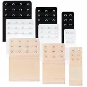 [H&C&X Home] Elastic Bra Extenders, 9PCS 3 Rows 2 Hooks/3 Hooks/4 Hooks/Adjustable Bra Extenders, Women's Soft & Comfortable Stretch Lingerie Bra Strap Extenders (White, Black, Khaki)