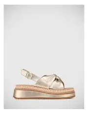 [Wittner] Destiny Metallic Leather Flatform in Champagne