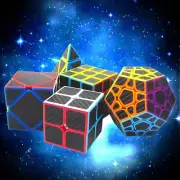 5 PCS Magic Cube Set 2x2 3x3x3 Skewb Megaminx Pyraminx Carbon fibre Sticker Toys