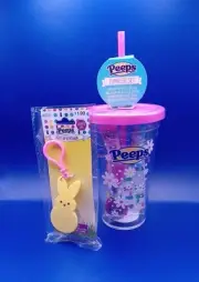 PEEPS Tumbler Set (Polish•Lip Gloss•Lip Balm•Nail Stickers) & Light Up Keychain