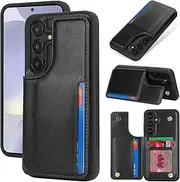 [Cavor] for Galaxy S24 Plus Case Vertical Flip Cover for Samsung Galaxy S24+ 5G Wallet Cases PU Leather Kickstand with Card Slots Holder Magnetic Clasp Protective Phone Cover Women Men-Black
