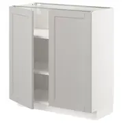 METOD base cabinet with shelves/2 doors, white/Lerhyttan light grey, 80x37x80 cm