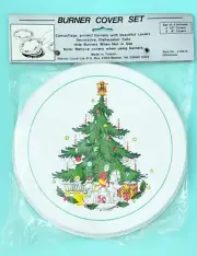 Vintage Christmas Tree Design Stove Burner Covers Enamel Set of 4 Reston Lloyd