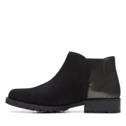 Clarks D Fit Ladies Black Interest Suede Pull On Chelsea Boots Clarkwell Demi