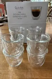 Brand New Espresso Cups • Set of 8 • Sur La Table Tulip Clear Glass Double Wall