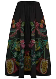 LA Double J Floral-print Faille Midi Skirt - Black - M (UK12 / M) M (UK12 / M)