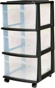 Camp Storage On Wheels Rolling 3 Drawers Black Vertical Office Storage Bin
