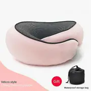 ​Flyhugz Travel Neck Pillow Wander Plus Memory Foam Airplane Pillow for Sleeping Comfortable Neck Support on Trips Cherry Blossom Powder