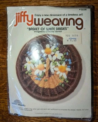 New Unopened Vintage Jiffy Weaving “Basket Of White Daisies" #3238