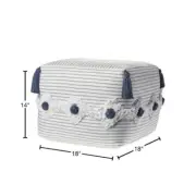 LR Home Tufted Pouf 14" H X 18" W, Square Fabric Upholstery In Gray / Ivory