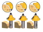 7/16" 3 Bit Edge Forming Router Bit Set - 1/2" Shank - Yonico 13321