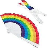 Rainbow Folding Fans Colorful Hand Held Fan, Rainbow Party Decoration, LGBT Pride Month Fans Hand Folding Fans for Women/Men