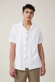 [Cotton On Men] Cotton On Men - Riviera Short Sleeve Shirt - White 2XL WHITE