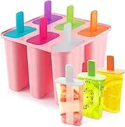 Ice Cream Moulds, 6 Pieces Silicone Ice Pop Molds BPA Free Popsicle Mold Reusable Easy Release Ice Pop Maker - Food Grade Ice Pops Shapes for Homemade Popsicle