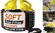 50 FT 30 Amp RV Extension Cord Outdoor with Grip Handle, Flexible 50FT-30A