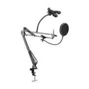 Microphone Mic Suspension Boom Scissor Arm Studio Desk Mount Stand w/ Pop Filter