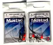2 Packs Mustad Size 8 Dual Hook Flounder Rig 40lb TEST MSD-FLR40-8R