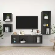 TV Entertainment Center 4 Piece TV Cabinet Set Grey Engineered Wood