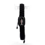 Santa Muerte Blanca Pulsera Hilo Negro Ajustable Hecho a Mano Santisima NUEVO