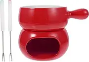 BIUDECO 1 Set Chocolate Melting Pot Ceramic Heating Tools for Fondue Chocolate Cheese Melting Stove with Forks for Parties Afternoon Tea Outdoor Gatherings