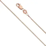 [JewelryWeb] 14k Rose Gold 0.8mm Box Chain Necklace Jewelry for Women - 46 Centimeters