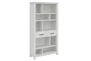 Divano Foxglove Bookshelf Bookcase 5 Tier 2 Drawers Solid Mt Ash Timber Wood - White