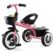 Babyjoy 3-Wheel Toddler Bike Kids Trike w/Adjustable Seat & Storage Baskets Heavy-Duty Tricycle Pink