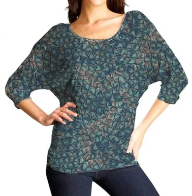 Tart Collections Bette Top Peacock Feather Print