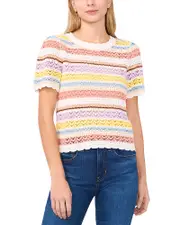 CeCe Pointelle Stripe Top