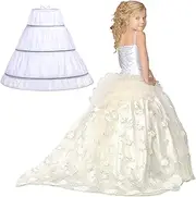 [Jiuguva] Girls' 3 Hoops Petticoat Full Slip Crinoline Skirt Ball Gown Petticoat Skirt Toddler Underskirt Slip for Girls