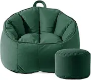 Sofa Chair Lazy Sofa Single Backrest Lounge Chair Balcony Living Room Small Apartment Sofa with Foot Stool Single Sofa Hotel Configuration Sofa Living Room Chair (Color : Green)