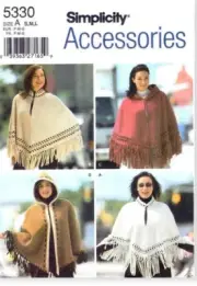 Simplicity Accessories Pattern 5330 Misses Capes and Ponchos Sizes SM-LG UNCUT