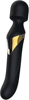 Dorcel Dual Orgasms Double Ended Sex-Toy Wand and Vibrator with Beads 100% Silicone, Black and Gold