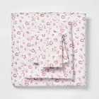 Room Essentials Printed Microfiber Sheet Set Sz Twin/Twin XL - Pink Tulips - New