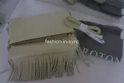 OROTON Bueno Tassel Flap Over Clutch Bag Seashell New w/ Dustbag RRP $425.00